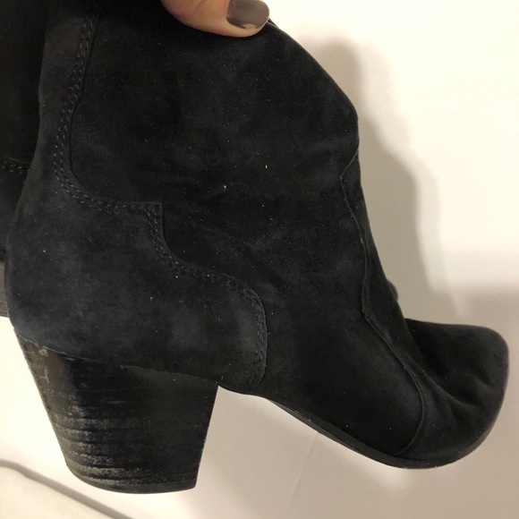 ASH black ankle boot stacked heel, pointed toe - Picture 6 of 13